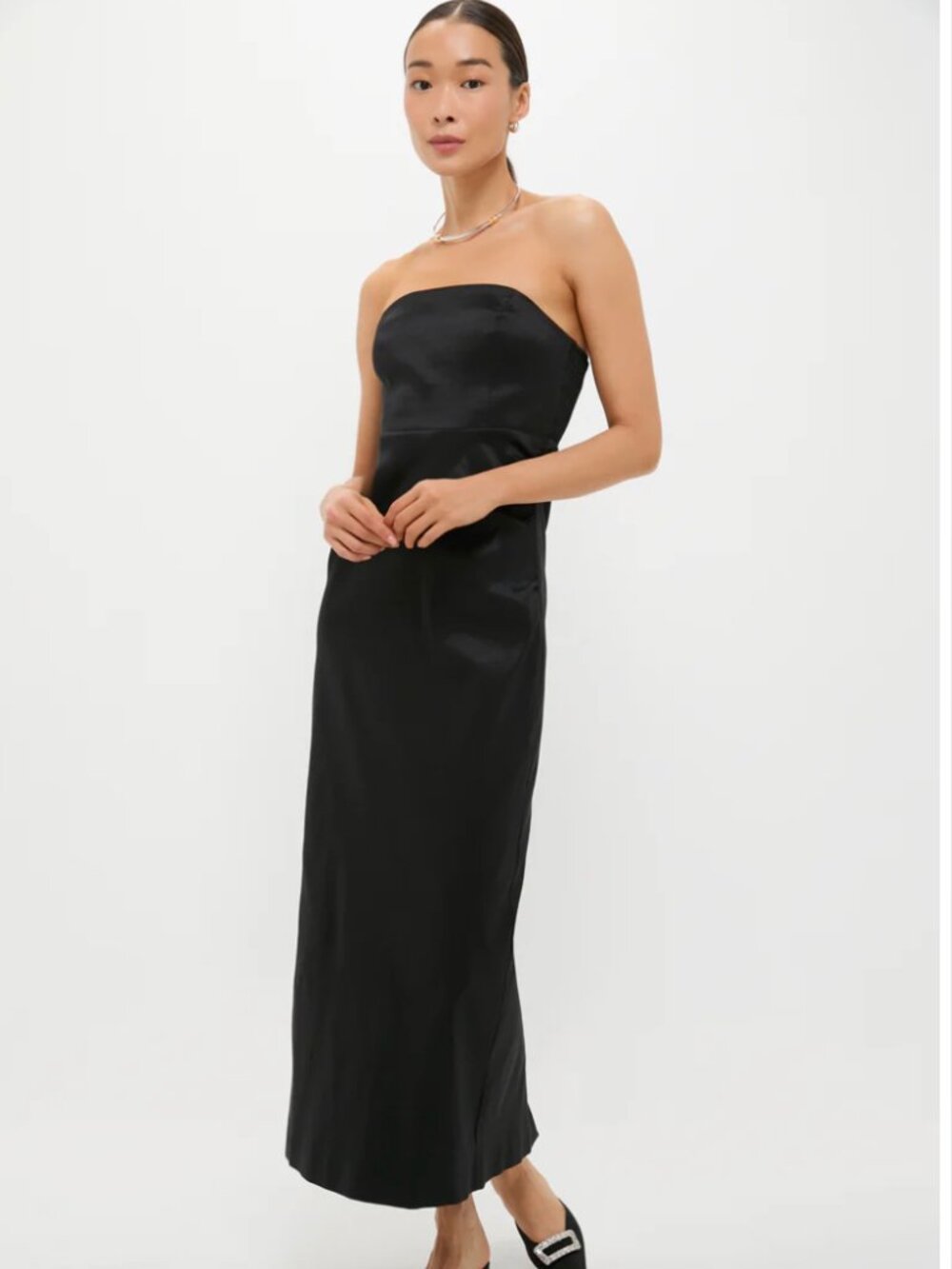 NWOT Tuckernuck Black Taffeta Simmons Column Dress Size 4